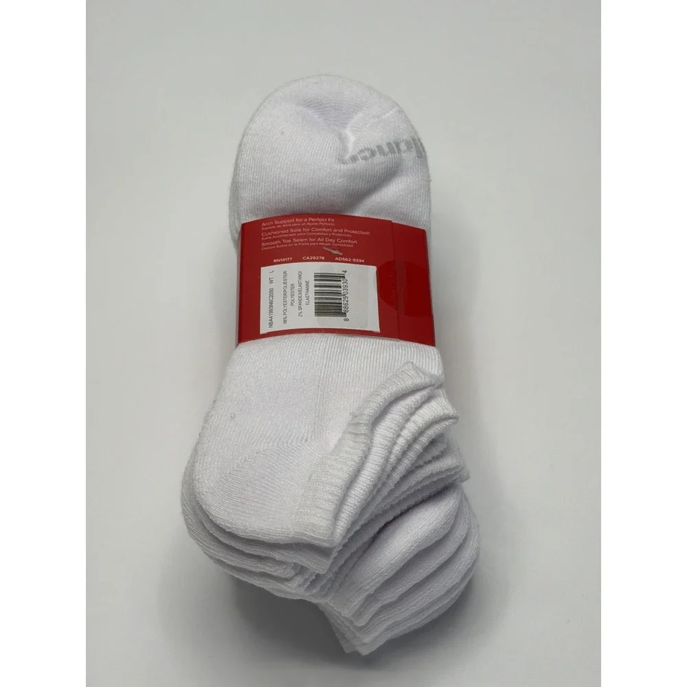 New Balance Men's 6 Pack White Cushioned No Show Socks‎ Athletic L